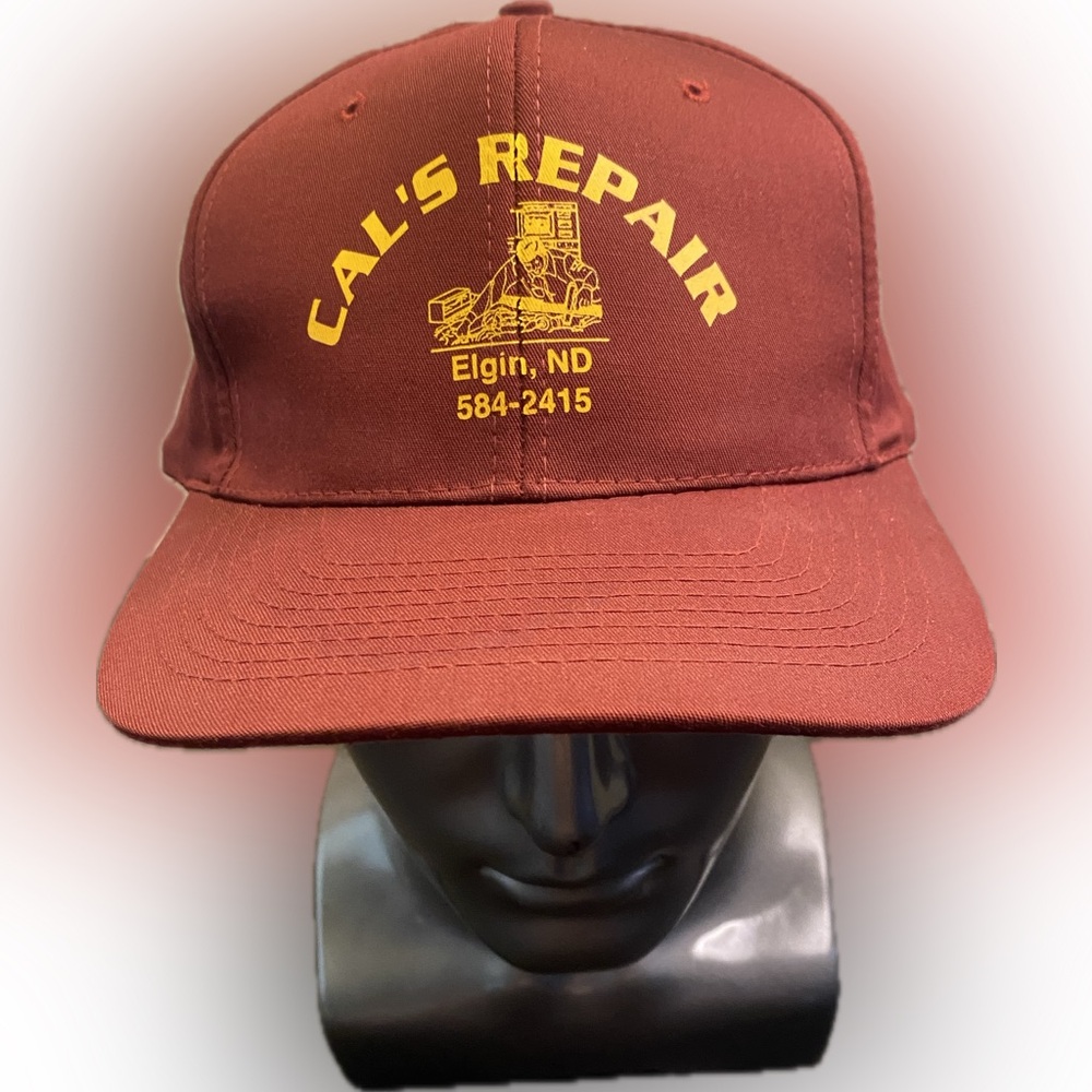 Vintage Maroon Val’s Repair Nissun SnapBack Hat Elgin, North Dakota